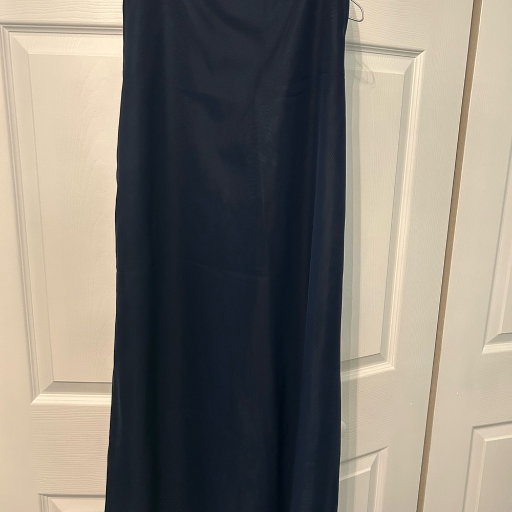 Elegant Navy Blue Sheer Overlay Women's Skirt